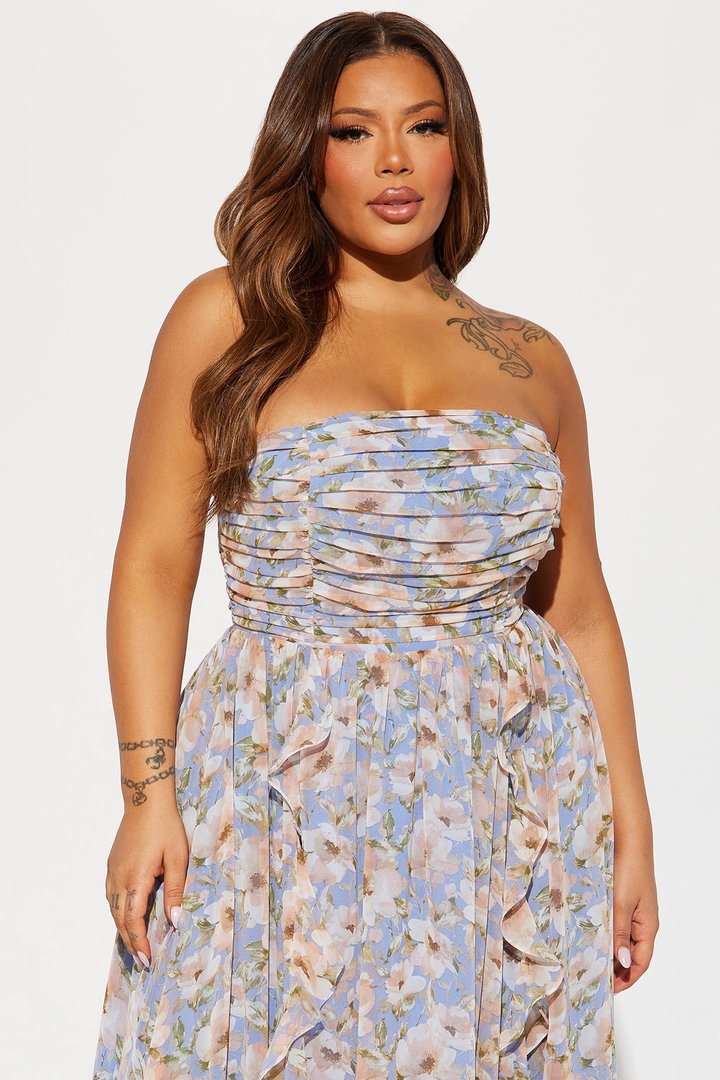 Sophia Chiffon Maxi Dress - Blue/combo