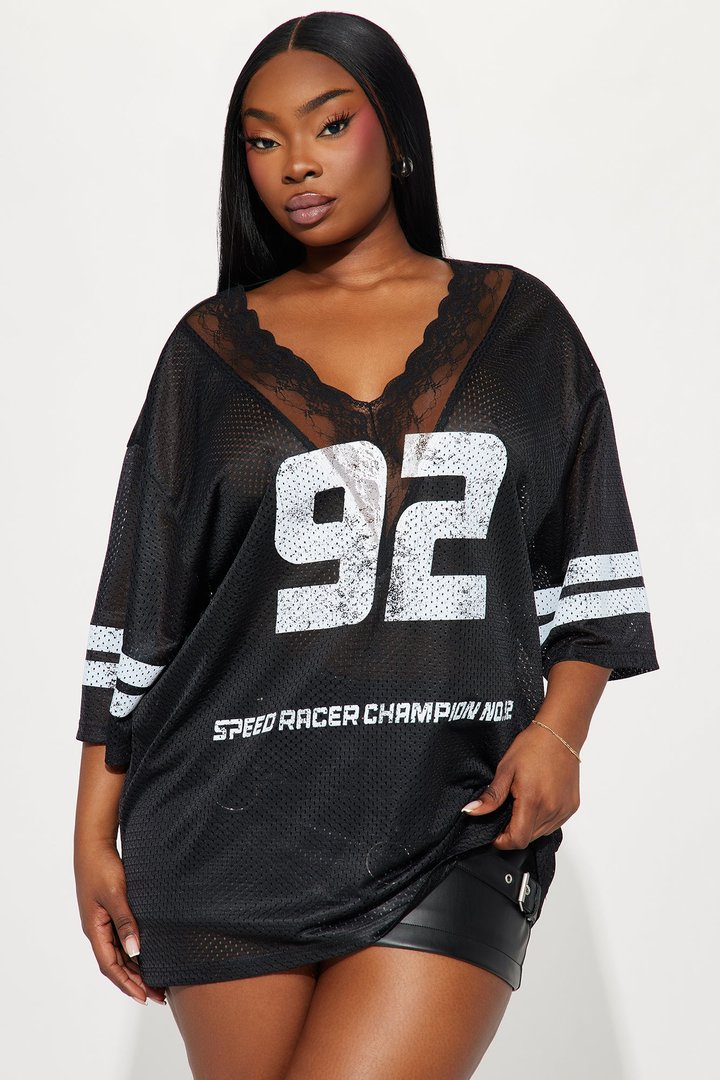 Box Suite Lace Jersey Tee - Black