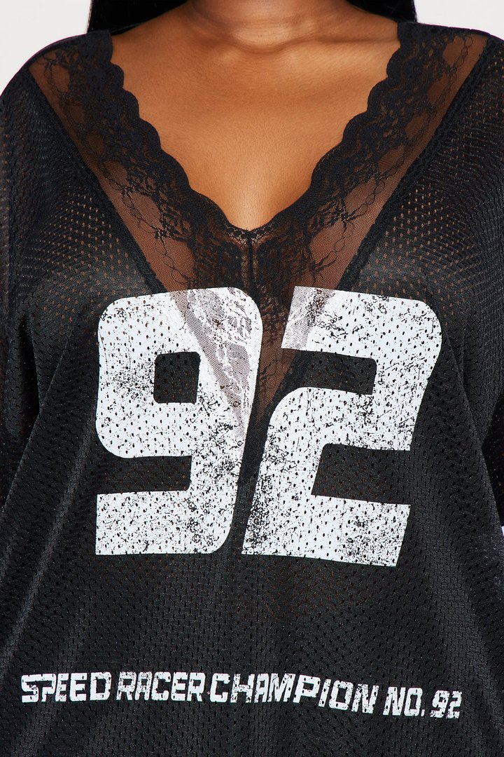 Box Suite Lace Jersey Tee - Black