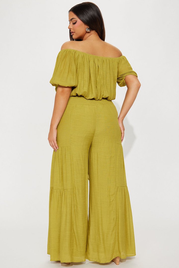 Take Me On A Vacay Pant Set - Chartreuse