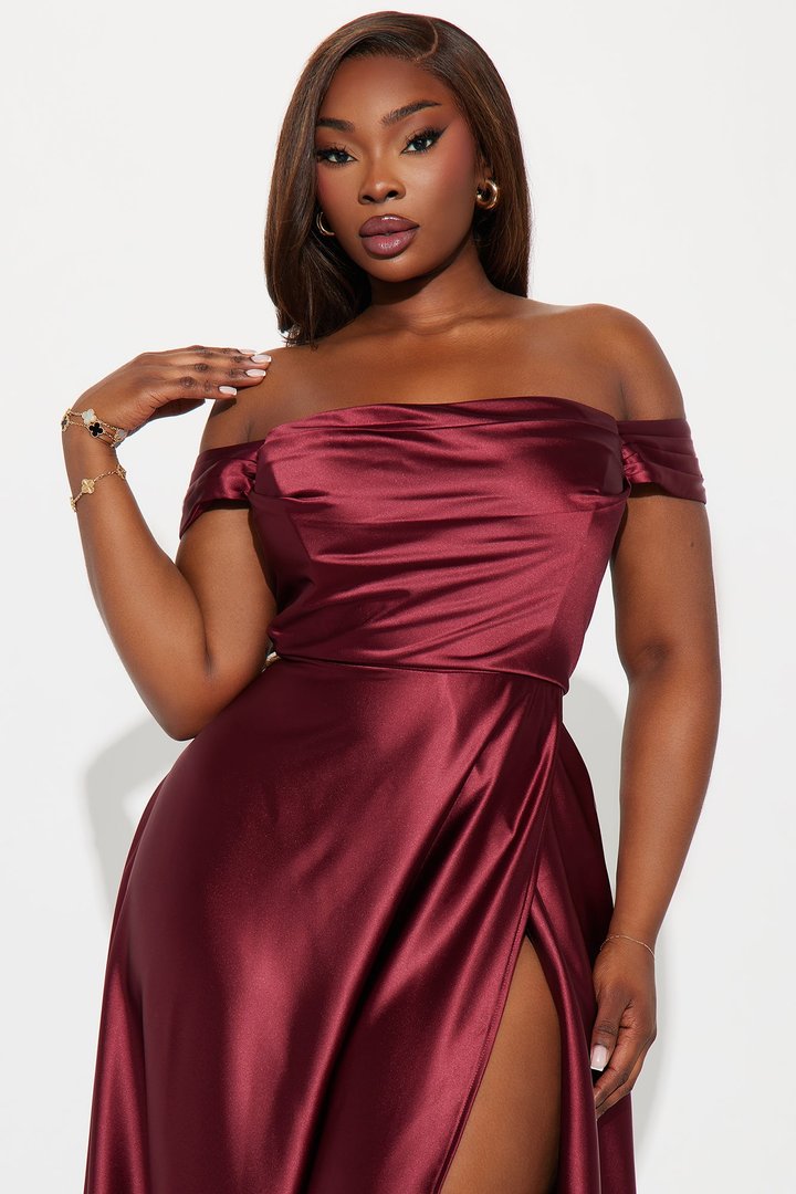 Rosalee Satin Gown - Wine