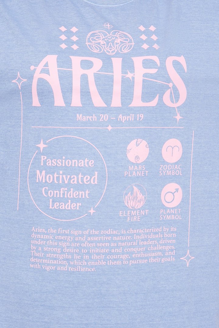 Aries Energy Washed Oversized Tee - Blue