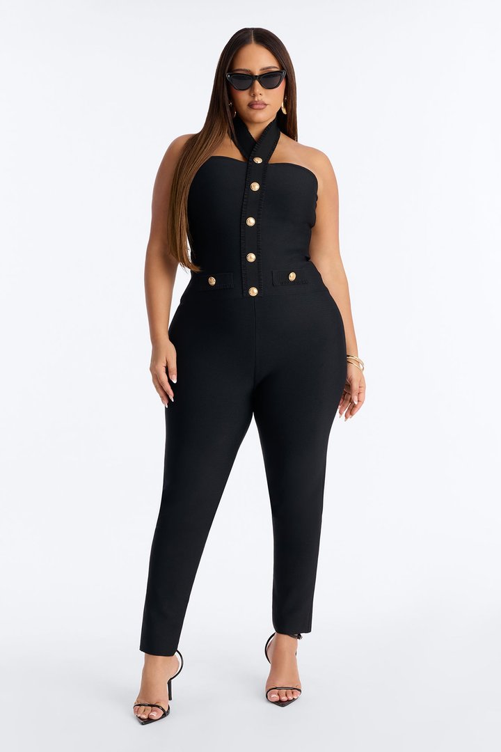Star Struck Bandage Jumpsuit - Black