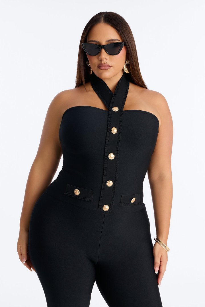 Star Struck Bandage Jumpsuit - Black
