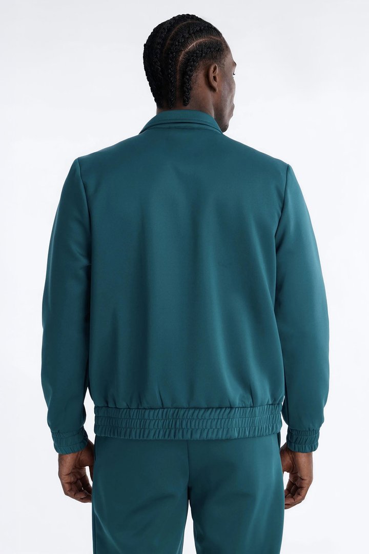 Contrast Panel Knitted Track Jacket - Teal
