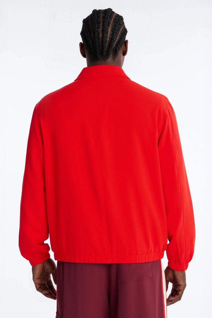 Relaxed Manchester Colorblock Coach Jacket - Red