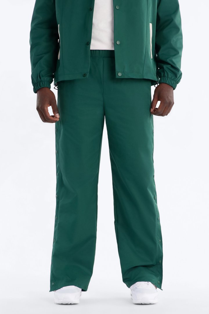 Straight Button Detailed Contrast Panel Pant - Green