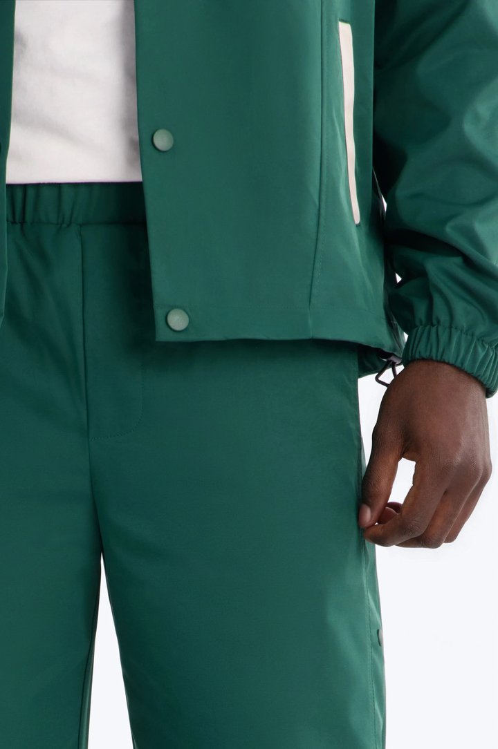 Straight Button Detailed Contrast Panel Pant - Green
