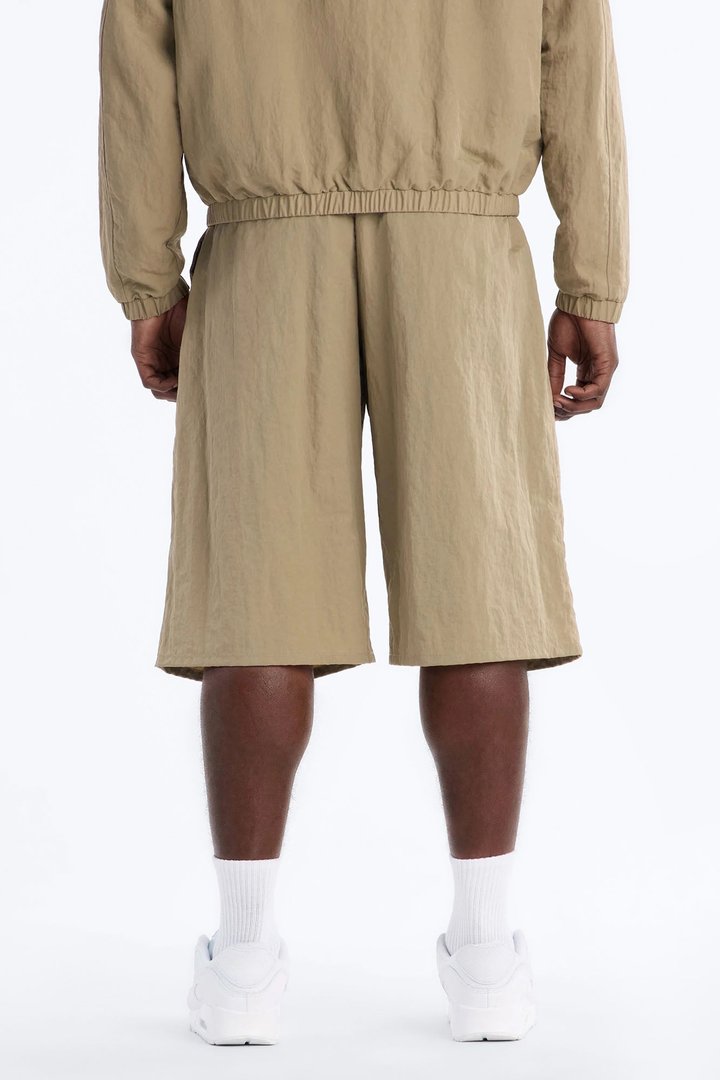 Baggy Pleated Tech Short - Khaki