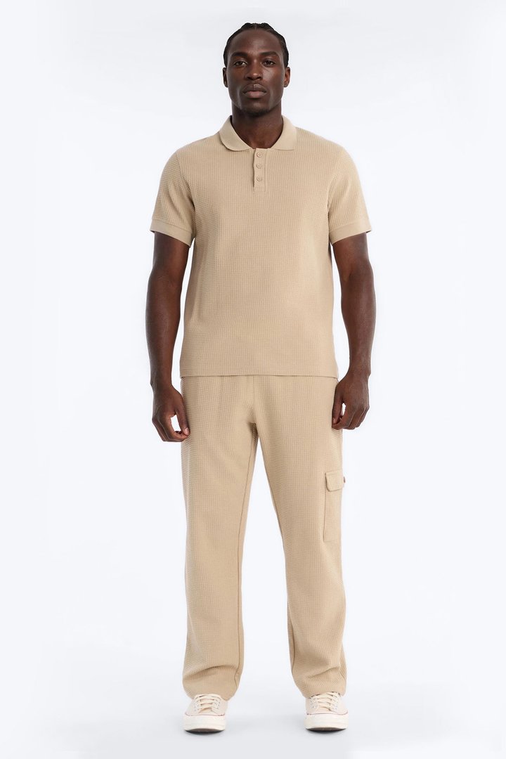 Culver City Waffle Knit Polo - Stone