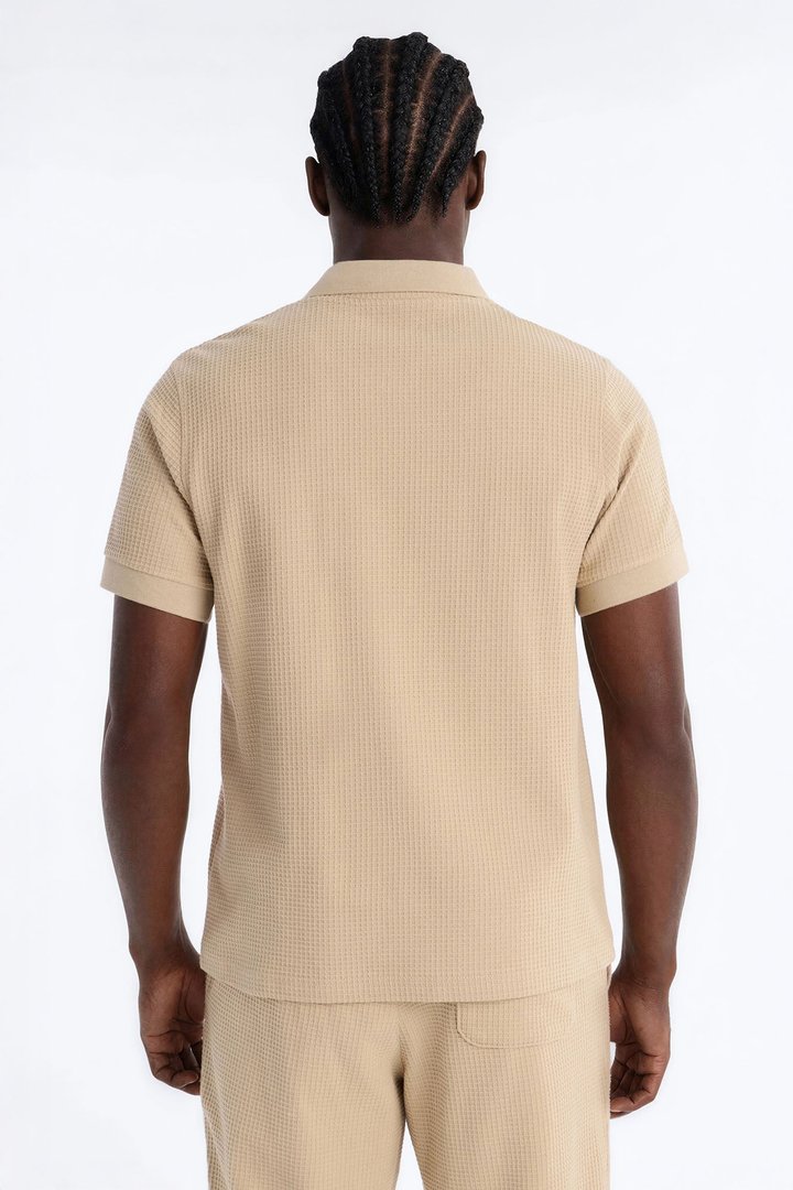 Culver City Waffle Knit Polo - Stone