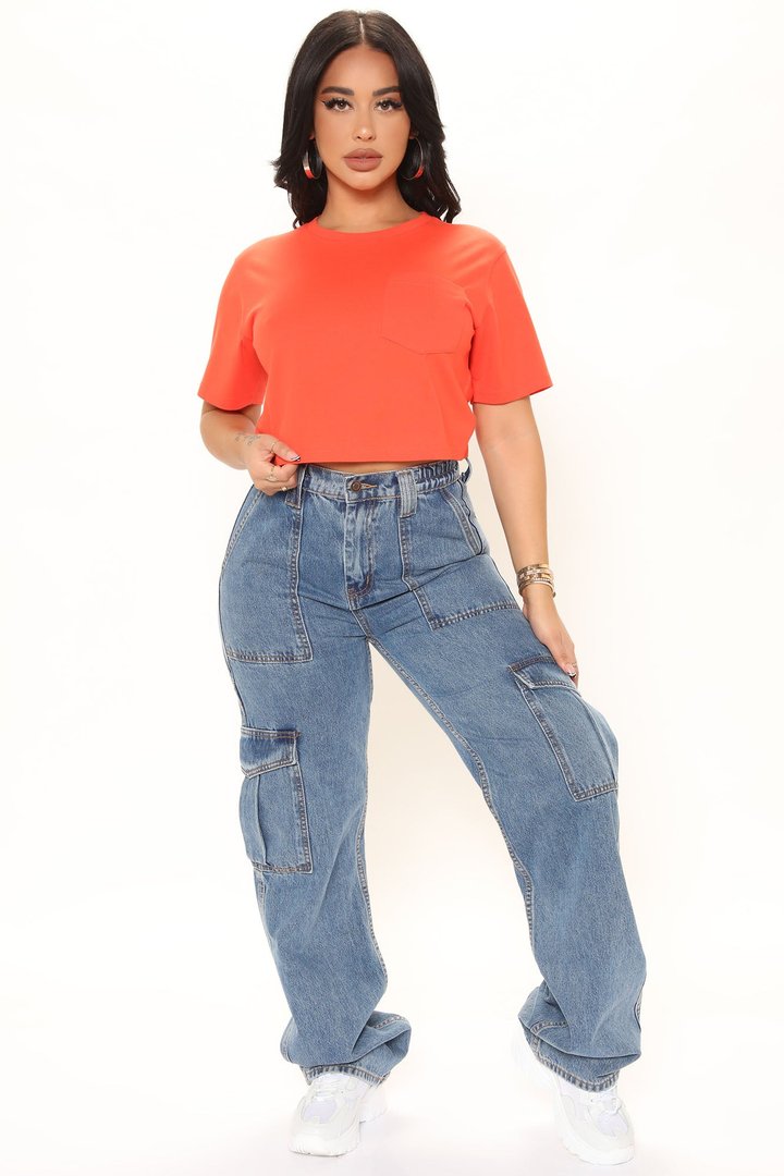 Elisa Relaxed Crop Tee - Orange