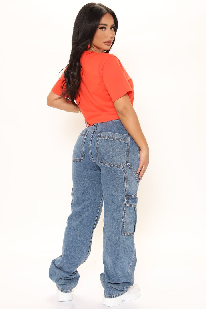Elisa Relaxed Crop Tee - Orange