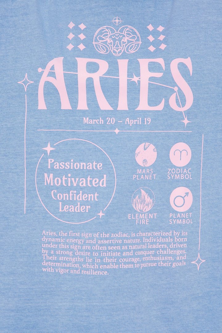 Aries Energy Washed Oversized Tee - Blue
