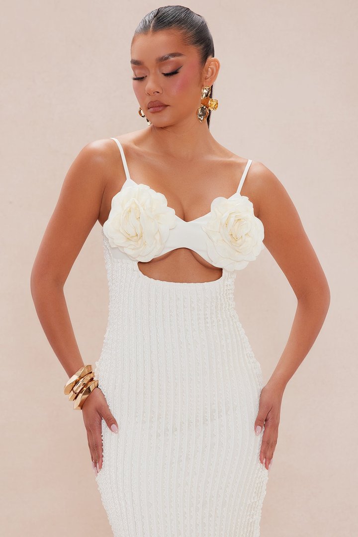 Mara Textured Maxi Dress - Cream