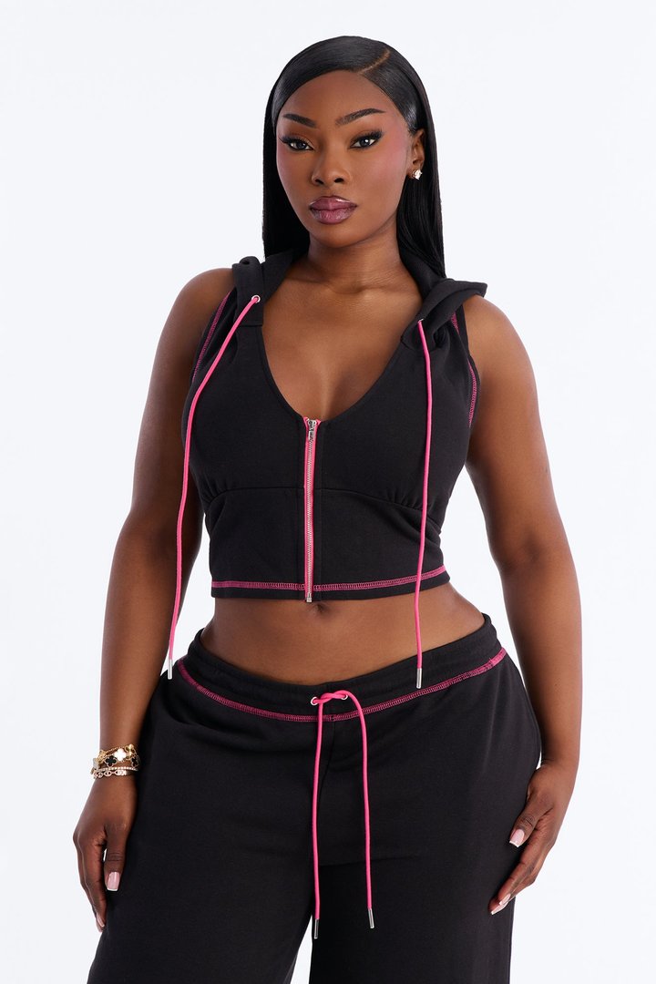 Star Girl Embellished Pant Set - Black