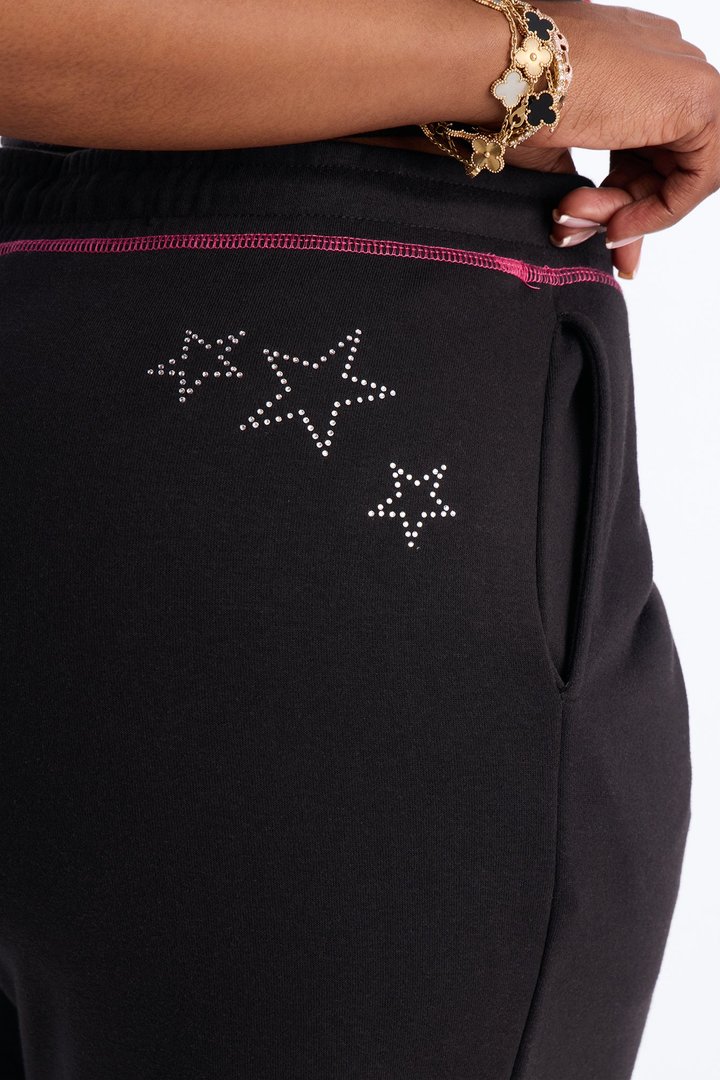 Star Girl Embellished Pant Set - Black