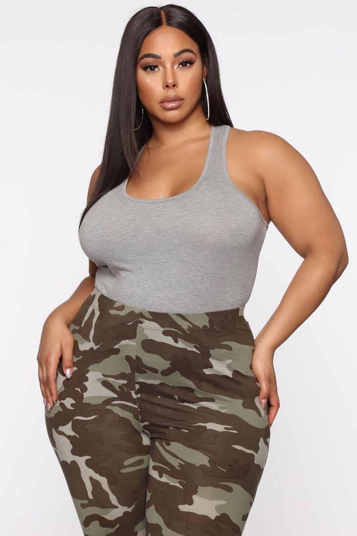 Divine Basic Tank Bodysuit - Heather Grey