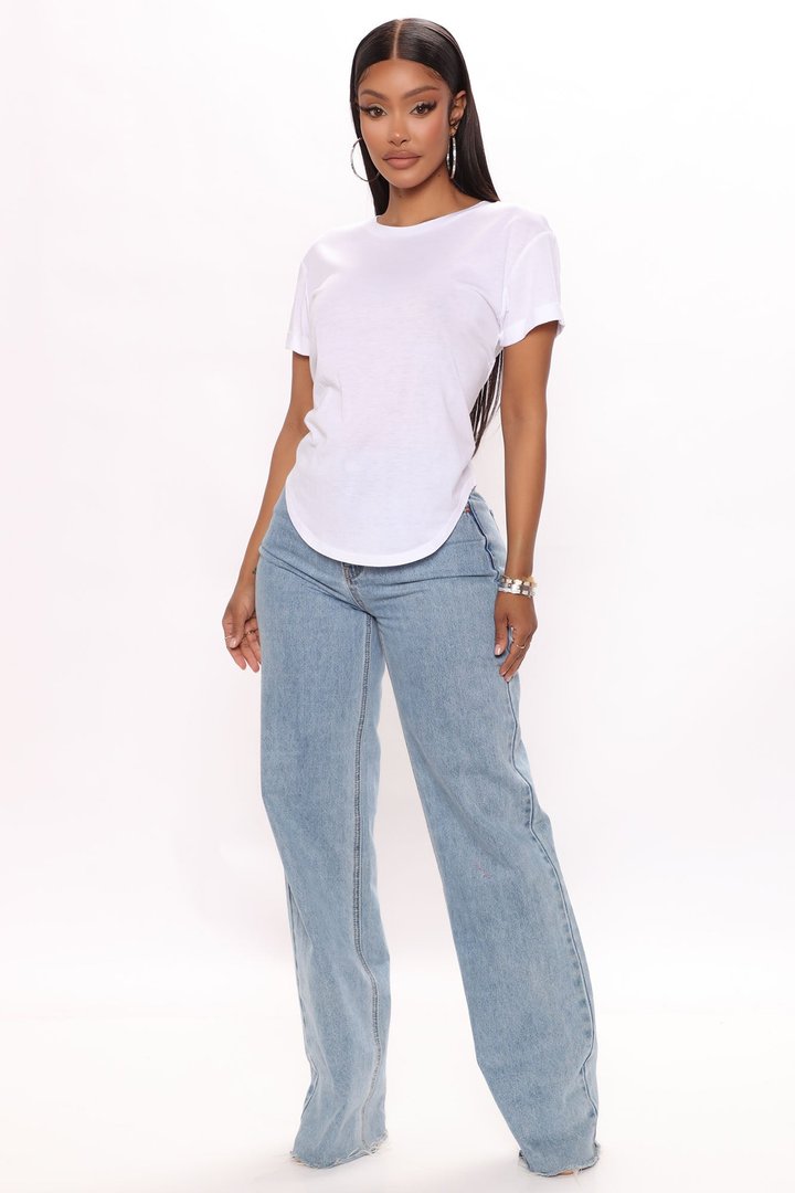 Annie Cuffed Short Sleeve Top - White