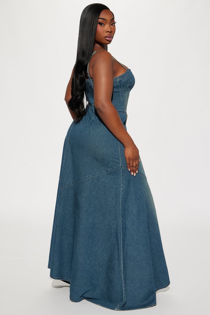 Allie Denim Maxi Dress - Medium Wash