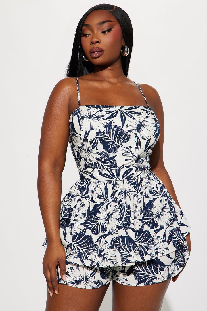Piña Coladas Romper - Navy/combo