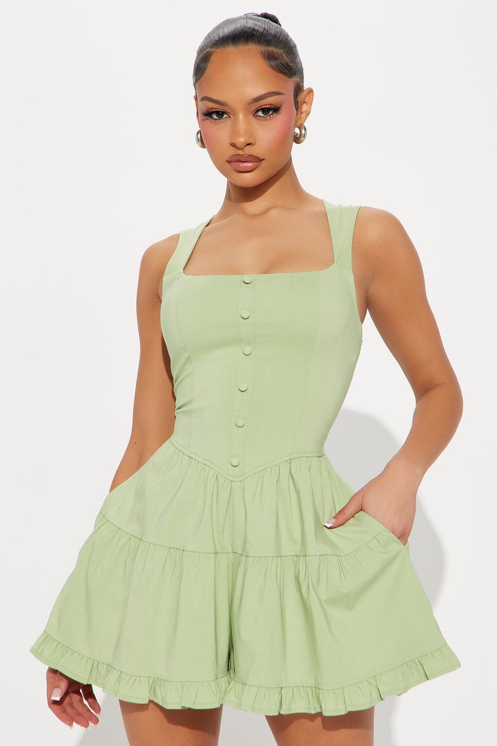 Cake For Breakfast Romper - Sage