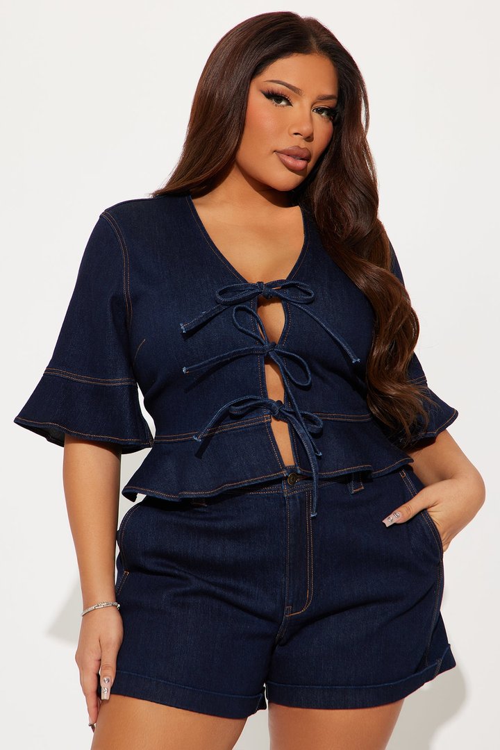 Denise Denim Short Set - Dark Wash