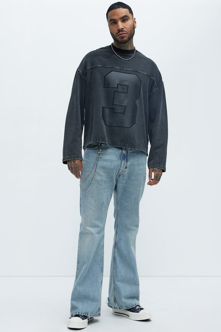 Kyle Long Sleeve Oversized Tee - Black Wash