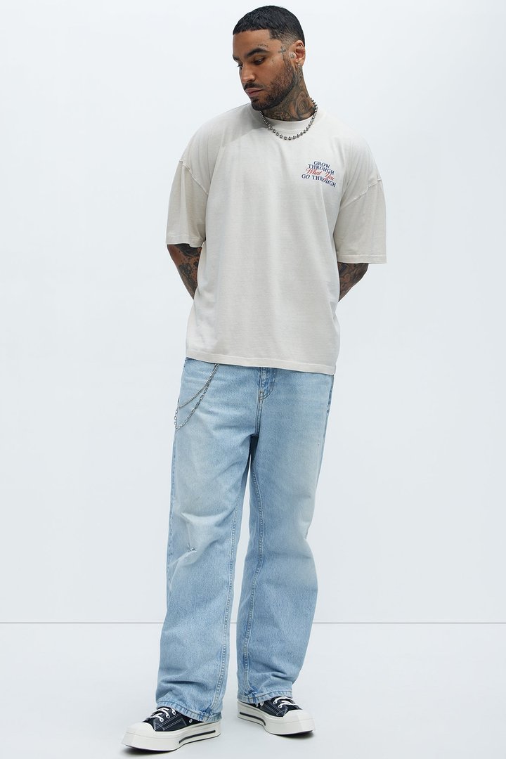 Grow Through What You Go Through Oversized Short Sleeve Tee - Light Grey