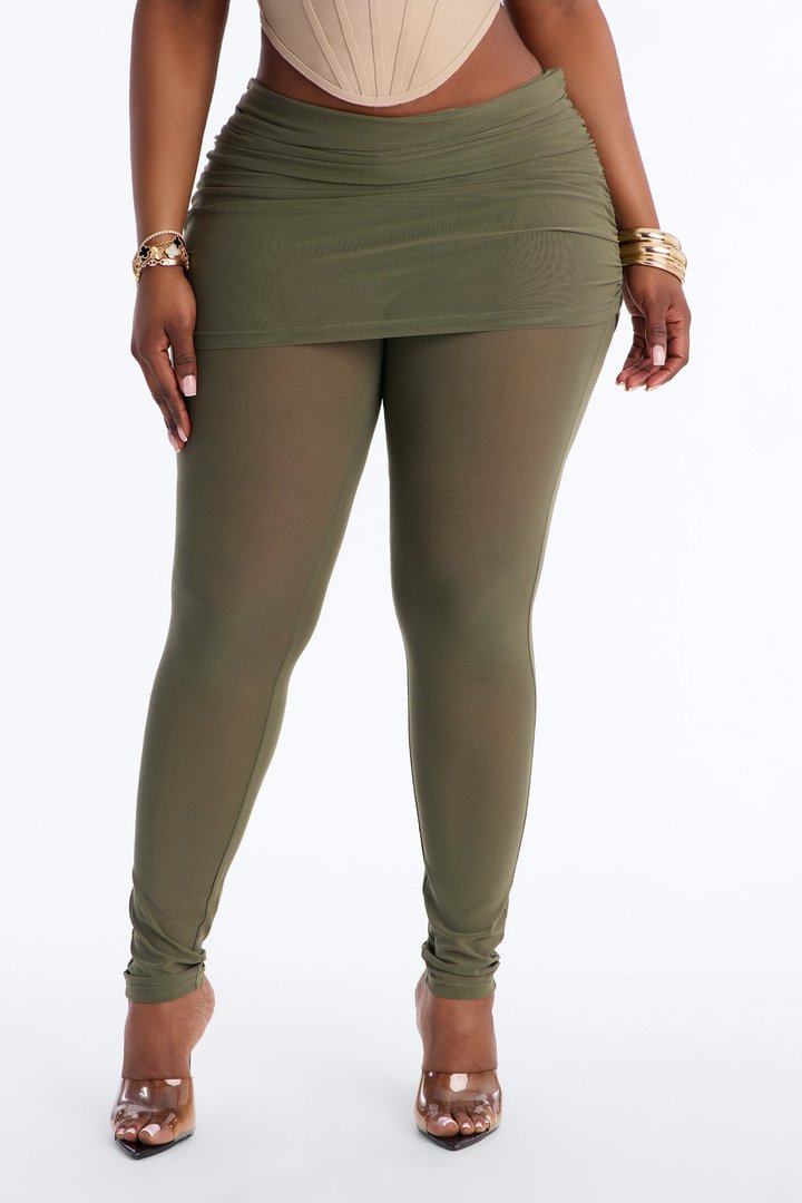 Last Forever Ruched Skirted Legging - Olive