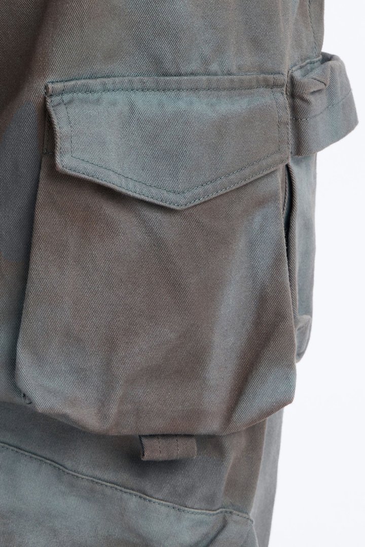 Abigail Low Rise Barrel Leg Cargo Pant - Grey/combo