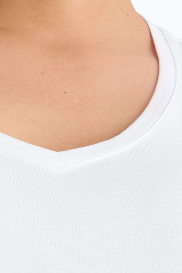 Melina V Neck Baby Tee - White