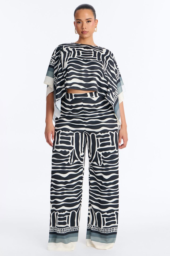 Sahara Sun Satin Pant Set - Black/combo