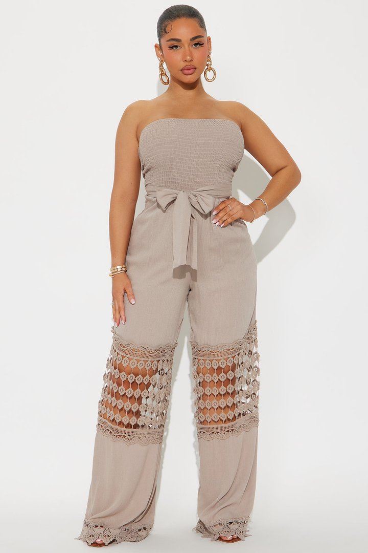 Out Of Town Gauze Jumpsuit - Mocha