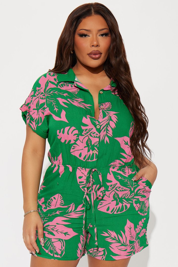 Playa Tulum Romper - Green/combo