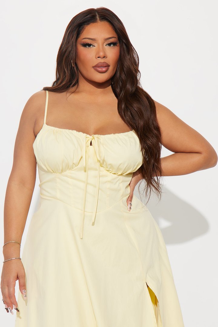 Oh Darling Poplin Midi Dress - Yellow