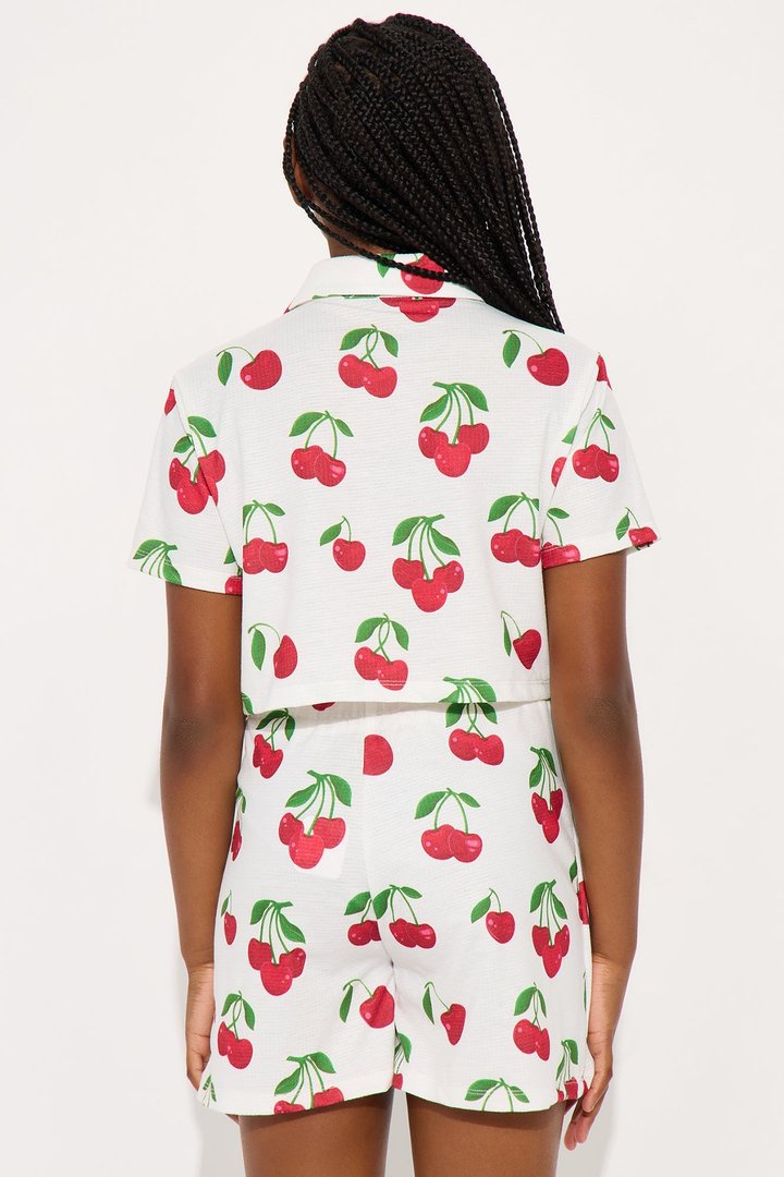 Mini Willa Printed Short Set - White/combo