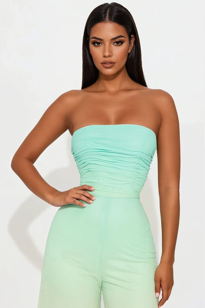 Sipping Mai Tais Mesh Jumpsuit - Aqua/Combo