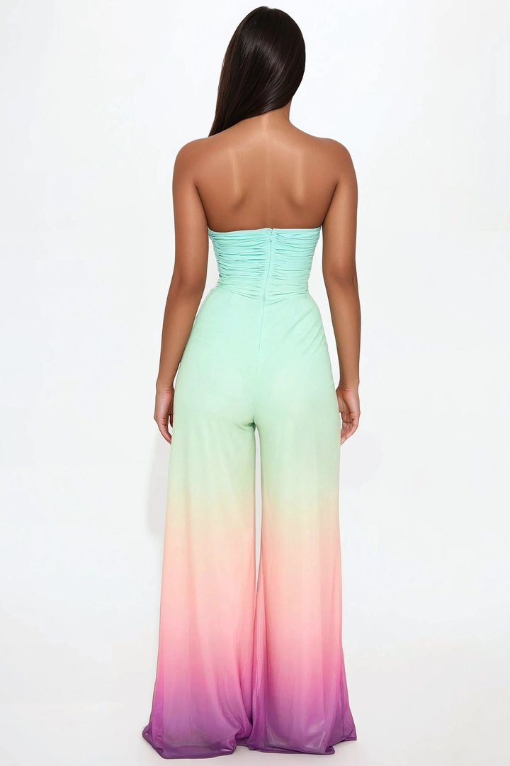 Sipping Mai Tais Mesh Jumpsuit - Aqua/Combo