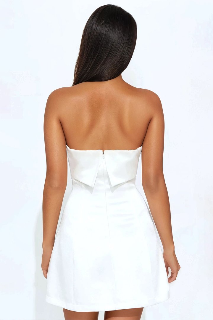 Sarabella Satin Mini Dress - Off White