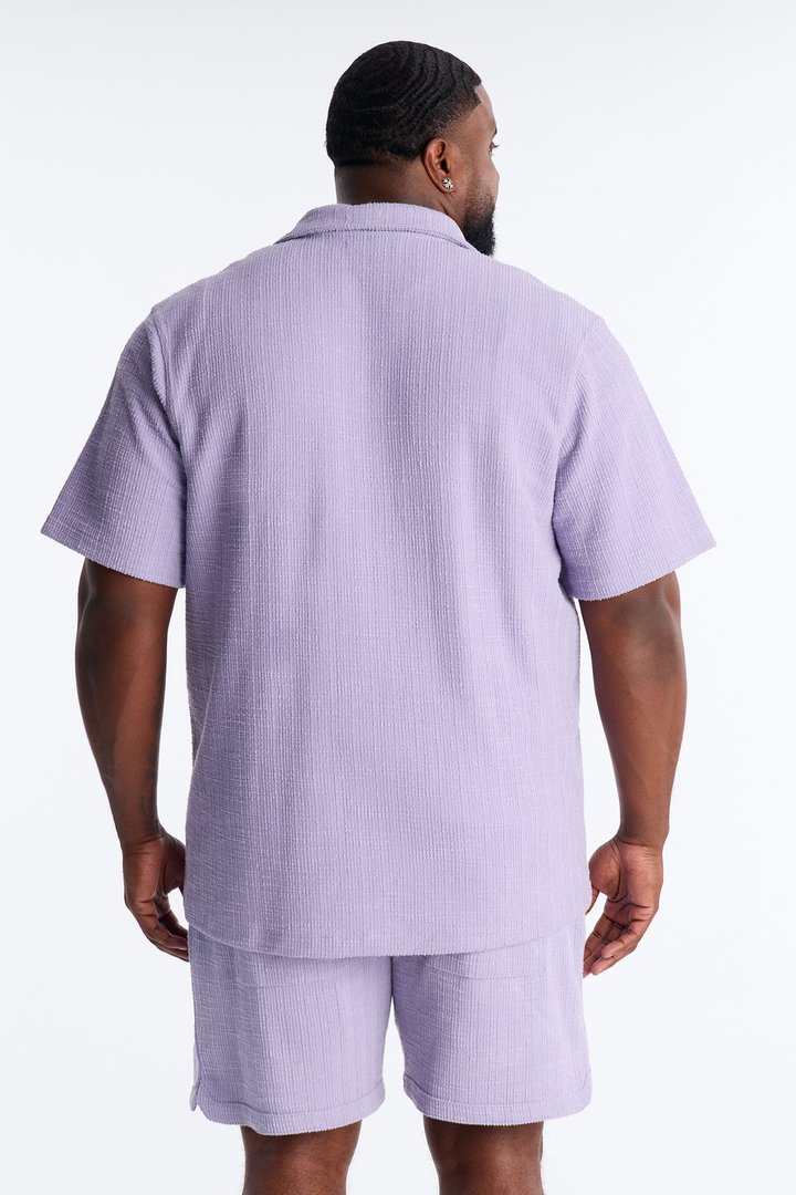 Dean Textured Short Sleeve Button Up Shirt - Lavender