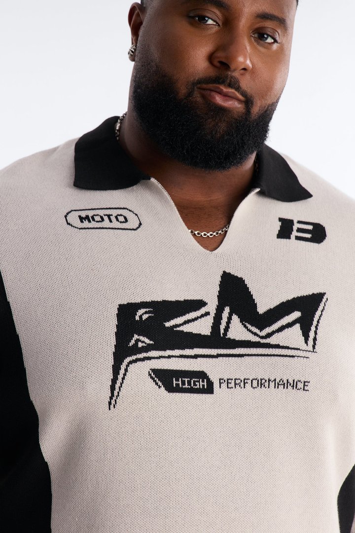 RM Moto Johnny Collar Sweater - Cream/combo