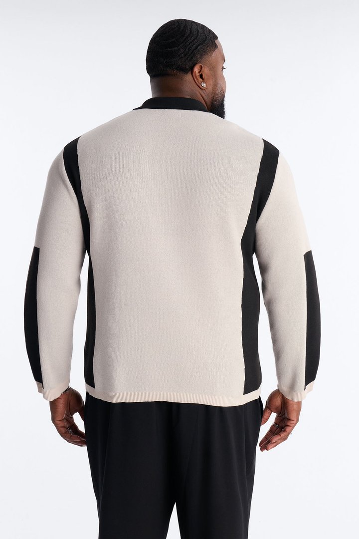 RM Moto Johnny Collar Sweater - Cream/combo