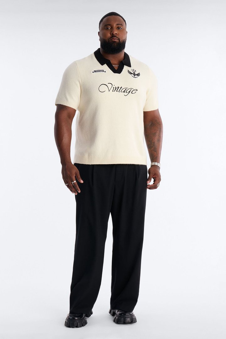 Cambridge Sweater Johnny Collar Polo - Cream