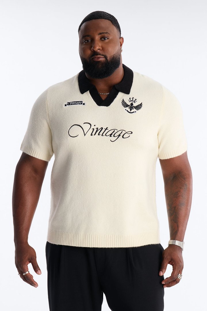 Cambridge Sweater Johnny Collar Polo - Cream
