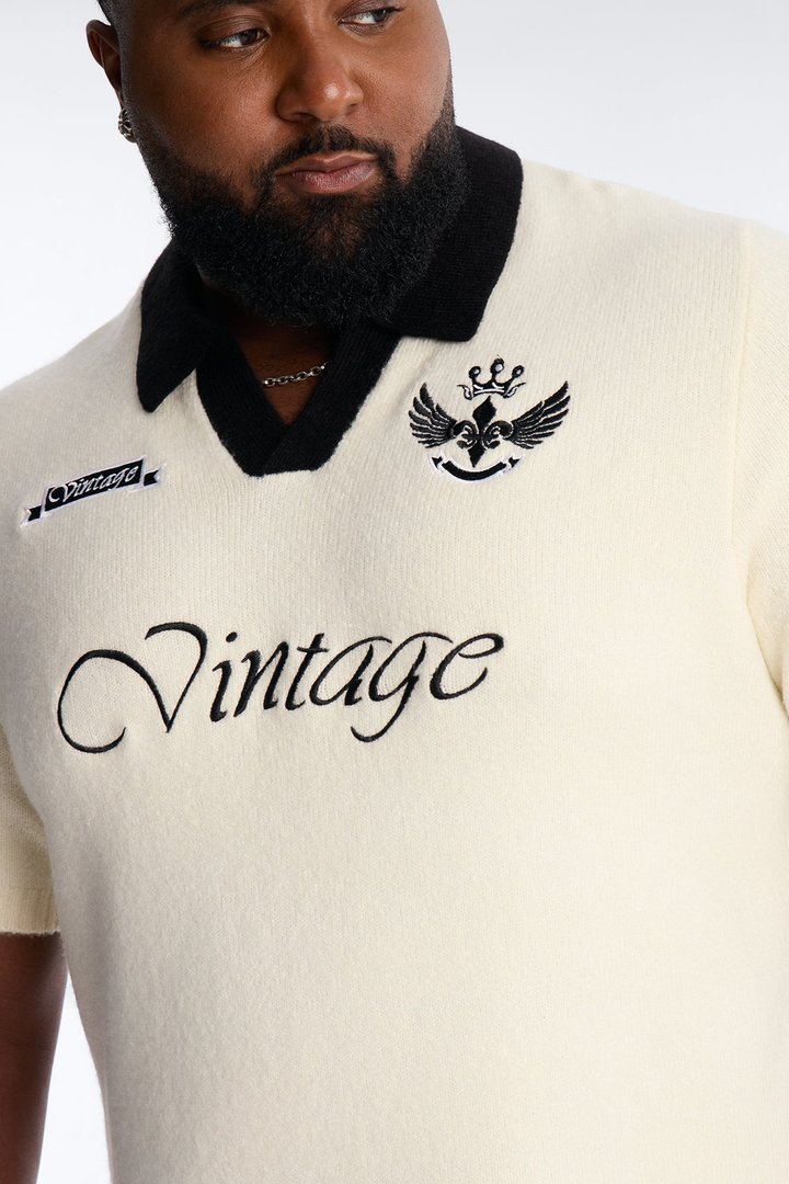 Cambridge Sweater Johnny Collar Polo - Cream