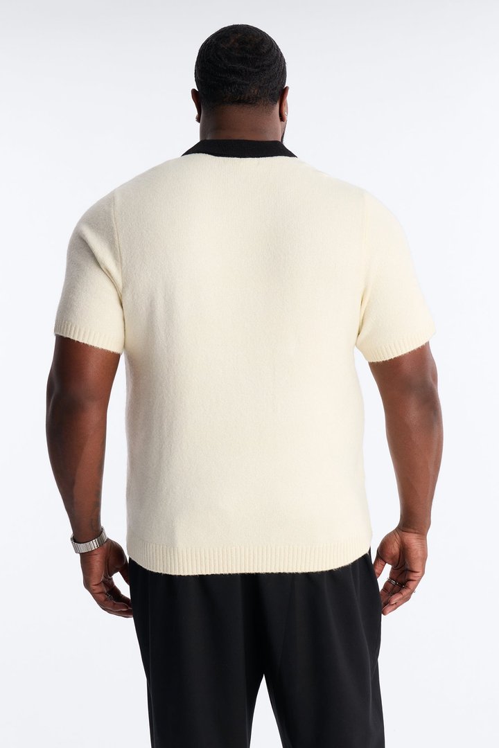 Cambridge Sweater Johnny Collar Polo - Cream