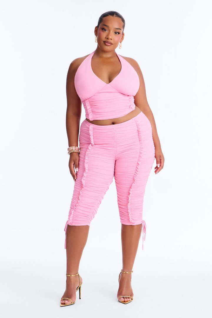 Laced With Love Mesh Capri Set - Pink