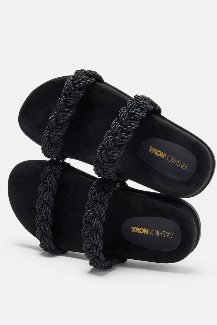 No Fake Friends Flat Sandals - Black