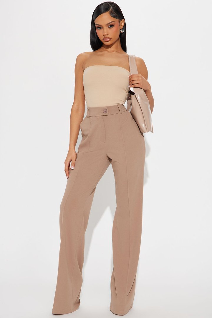 Tall Heidi Wide Leg Trouser Pant - Taupe